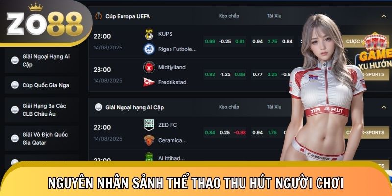 Ưu điểm hút người chơi của sảnh thể thao zo88